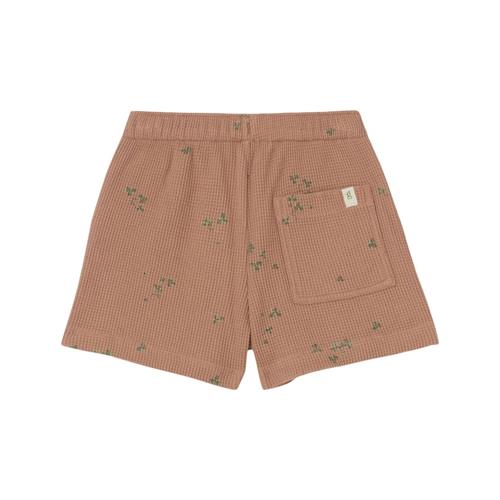 Se garbo&friends Mønstret Vaflet Shorts Sorrel Chestnut | Lyserød | 110/116 cm ved Babyshop