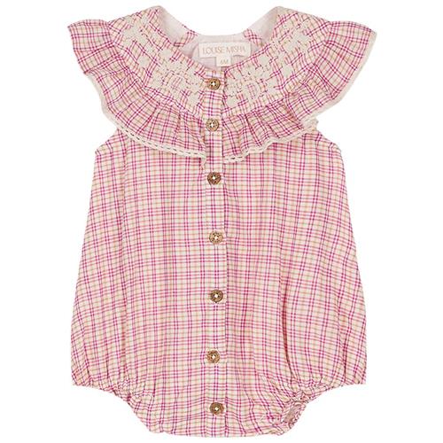 Se Louise Misha Jade Romper Fuchsia Tartan Joy | Lyserød | 6 months ved Babyshop