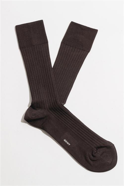 AN IVY Brown Ribbed Socks - Str: 43-46