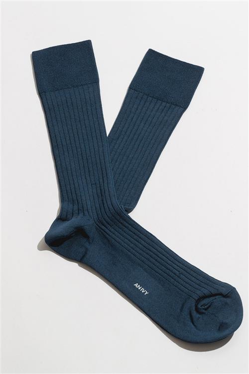 AN IVY Indigo Blue Ribbed Socks - Str: 43-46