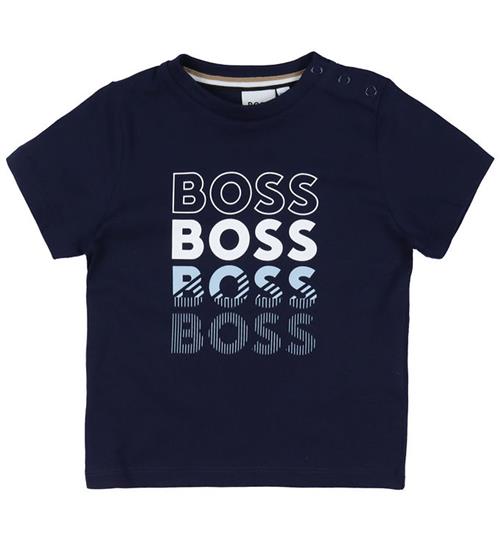 BOSS BOSS T-shirt - Navy m. Hvid/LyseblÃ¥