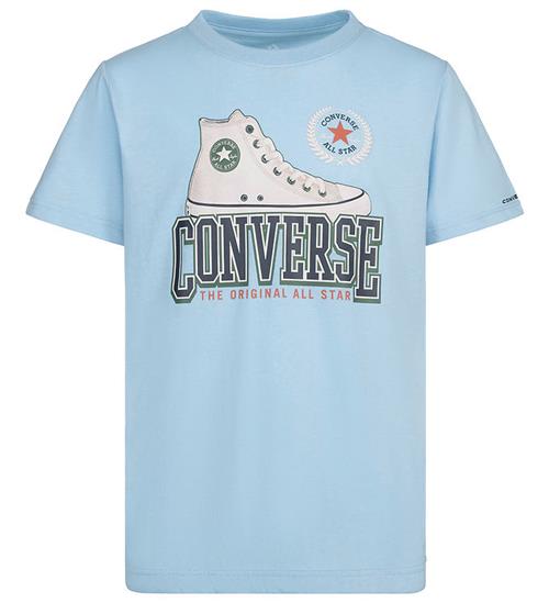 Se Converse Converse T-shirt - Script Sneaker - True Sky ved KidsWorld