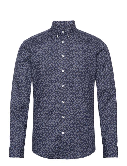 Lindbergh Printed Superflex Shirt L/S Lindbergh Blue