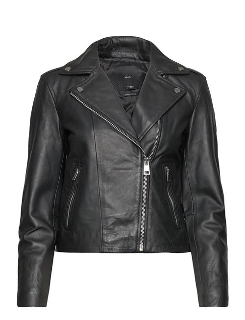 Leather Biker Jacket Mango Black