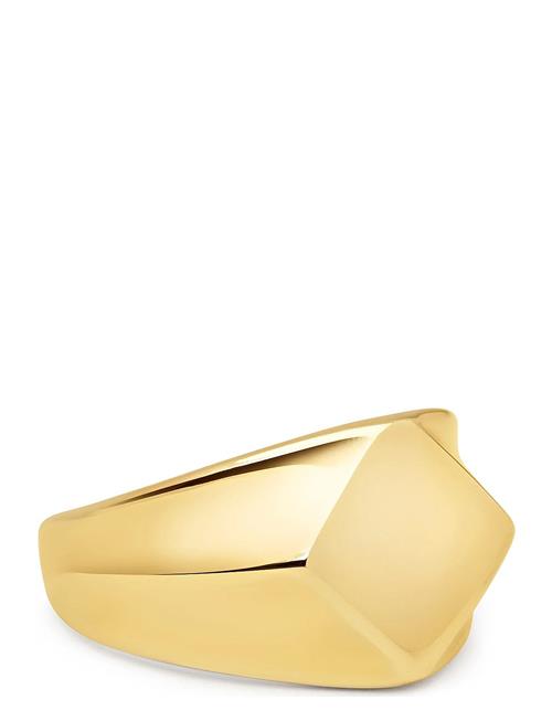 Men's Squared Stainless Steel Ring With Gold Plating Nialaya Gold