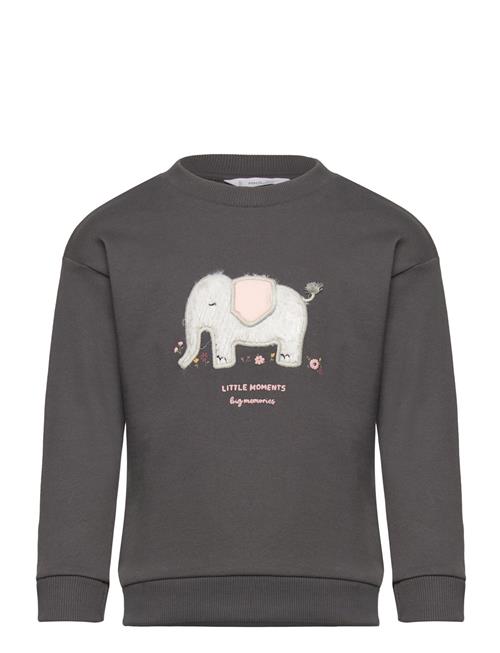 Mango Printed Cotton Sweatshirt Mango Grey