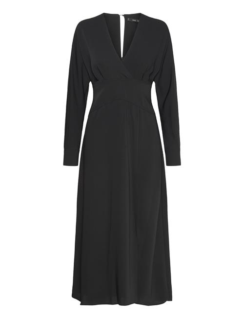 Cross-Neckline Slit Dress Mango Black