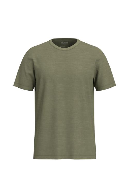 Slhaspen Slub Ss O-Neck Tee Noos Selected Khaki