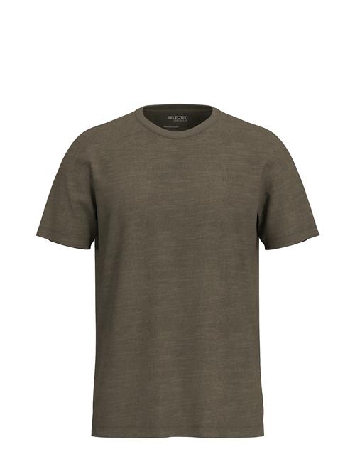 Selected Homme Slhaspen Slub Ss O-Neck Tee Noos Selected Homme Khaki