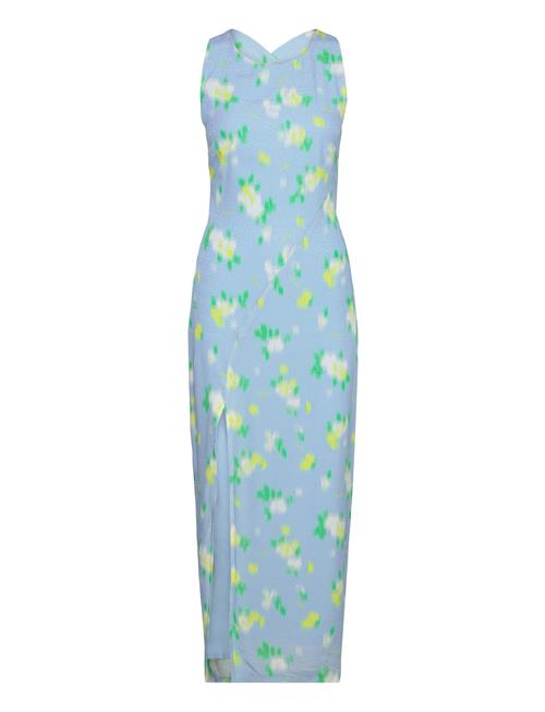 ROTATE Birger Christensen Jacquard Midi Slit Dress ROTATE Birger Christensen Blue