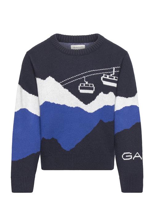 Se GANT Alpine Jacquard C-Neck GANT Navy ved Booztlet