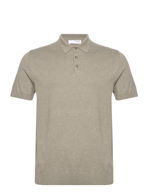 Se Selected Homme Slhberg Ss Knit Polo Noos Selected Homme Khaki ved Booztlet