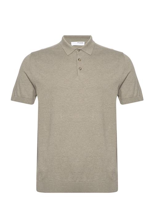 Slhberg Ss Knit Polo Noos Selected Khaki