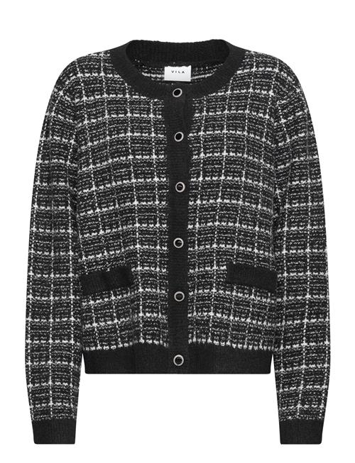 Se Vila Viaudrey Check L/S Knit Cardigan/Ka Vila Black ved Booztlet