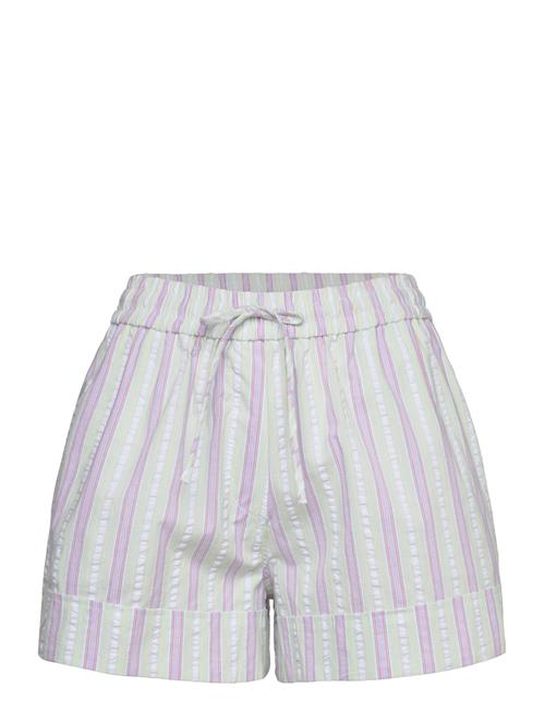 Ganni Stripe Seersucker Elasticated Shorts Ganni Green