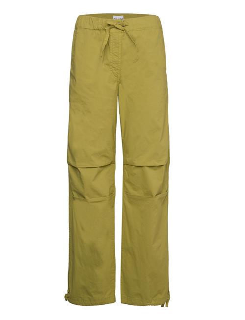 Ganni Washed Cotton Canvas Draw String Pants Ganni Khaki