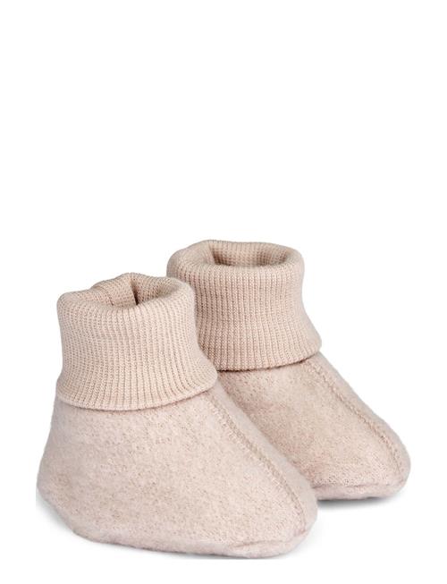 Wheat Wool Fleece Booties Wheat Pink