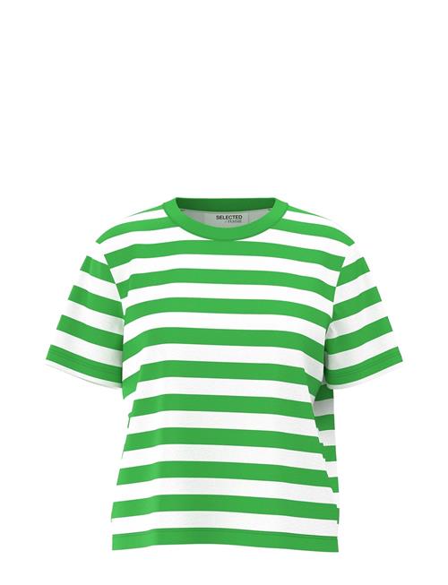 Se Selected Femme Slfessential Ss Striped Boxy Tee Noos Selected Femme Green ved Booztlet