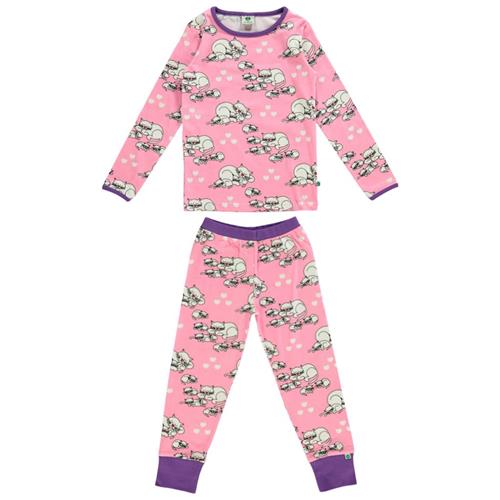 Småfolk Mønstret Pyjamas Med Kater Sea Pink | Lyserød | 4-5 years