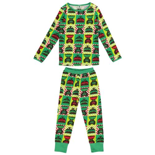 Småfolk Mønstret Pyjamas Med Gravemaskiner Grøn | Grønn | 4-5 years