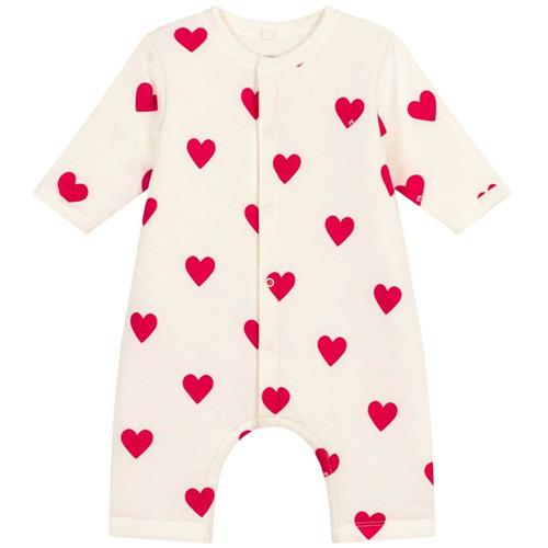 Se Petit Bateau Hjertemønstret Heldragt Cremefarvet | Hvid | 6 months ved Babyshop