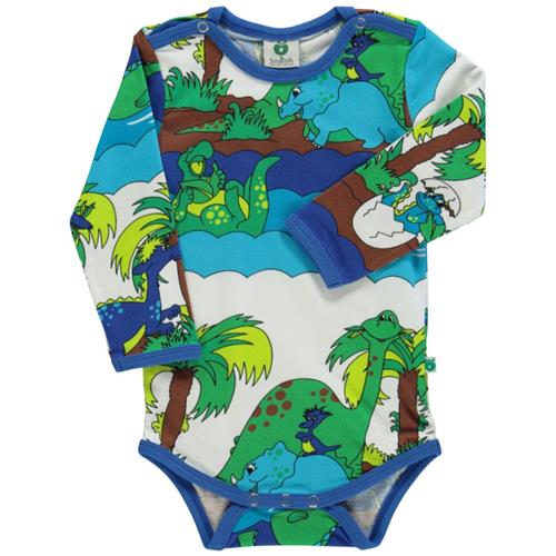 Småfolk Mønstret Babybody Med Dinosauruser Blue Atoll | Blå | 86 cm