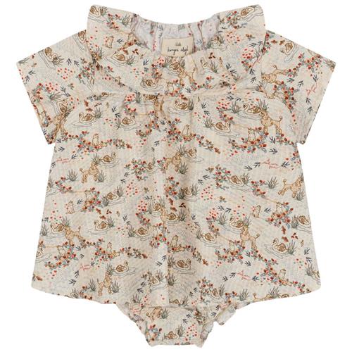 Se Konges Sløjd GOTS Vida Blomstret Romper Mizumi | Beige | 9 months ved Babyshop