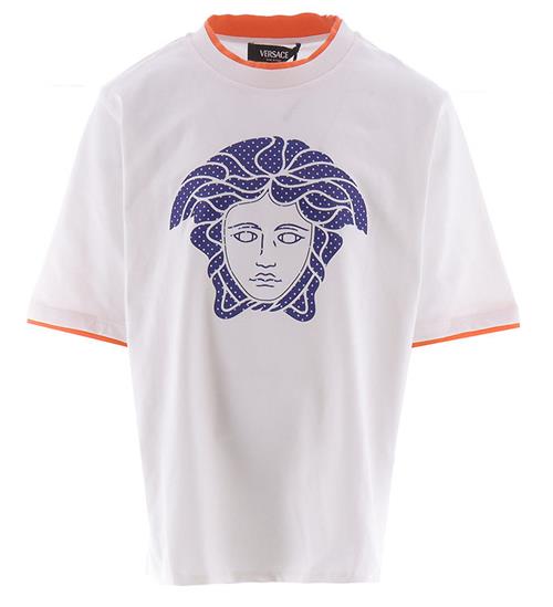 Se Versace T-shirt - Hvid"BlÃ¥ m. Orange ved KidsWorld