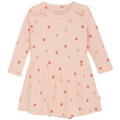 Minymo Mønstret Ribbet Bodykjole Spanish Villa | Lyserød | 80 cm