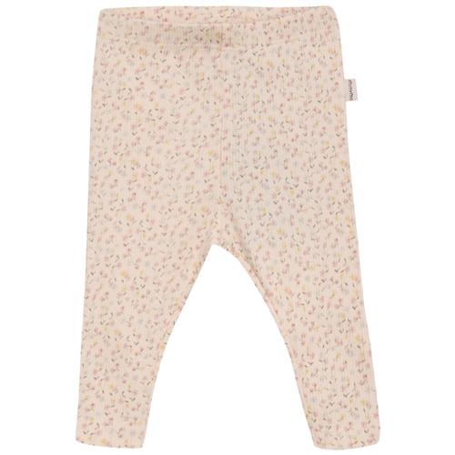 Minymo Blomstrede Ribbede Baby-leggings Pink Champagne | Lyserød | 68 cm