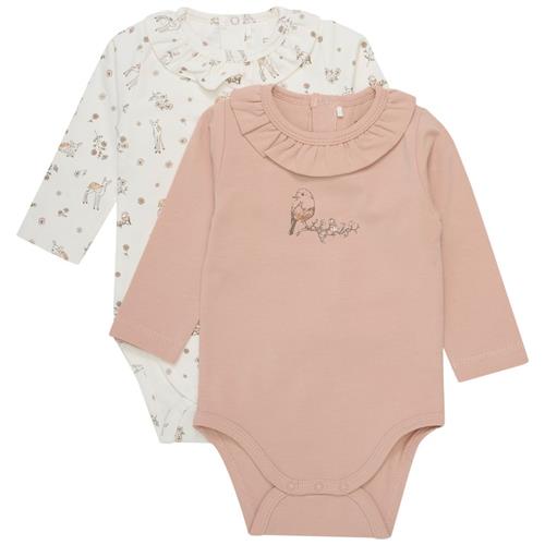 Fixoni GOTS 2-pak Mønstrete Babybodyer Mahogany Rose | Lyserød | 80 cm