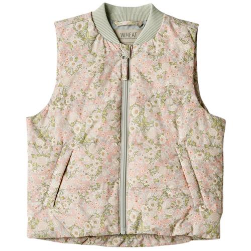 Wheat Andre Mønstret Puffervest Sea Salt Roses | Lyserød | 116 cm