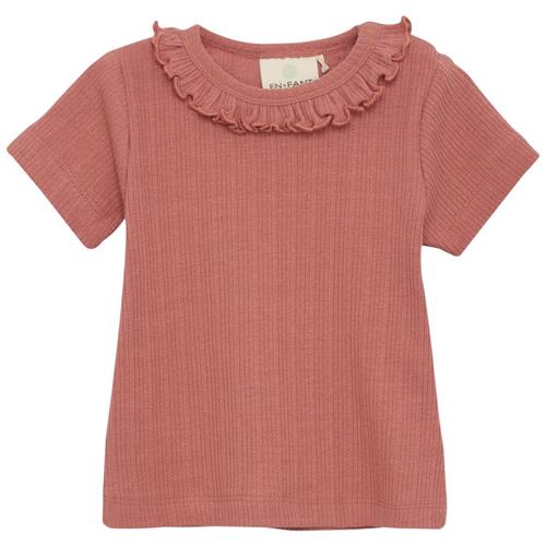 Se EnFant Ribbet T-shirt Old Rose | Lyserød | 62 cm ved Babyshop