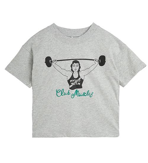 Se Mini Rodini Mini Rodini T-shirt - Club Muscles - Grey Melange ved KidsWorld