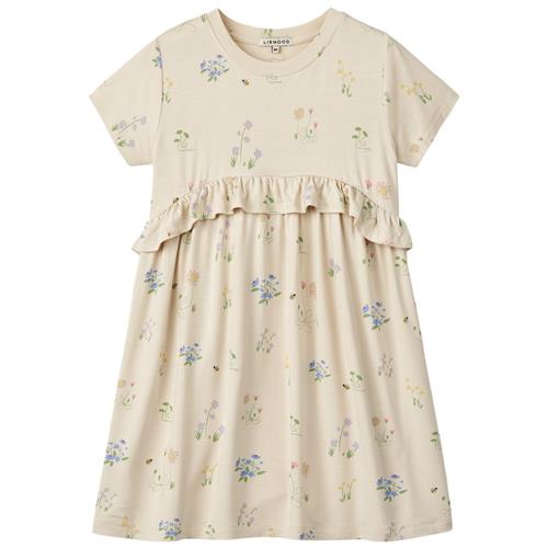 Se Liewood Hilma Mønstret Kjole Flora/Sandy | Beige | 110 cm ved Babyshop