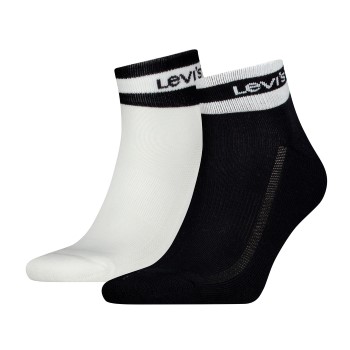 Levis Strømper 2P Mid Cut Stripe Socks Sort/Hvid Str 43/46