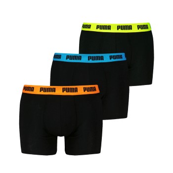 Puma 3P Men Everyday Boxer Sort/Orange bomuld Large Herre