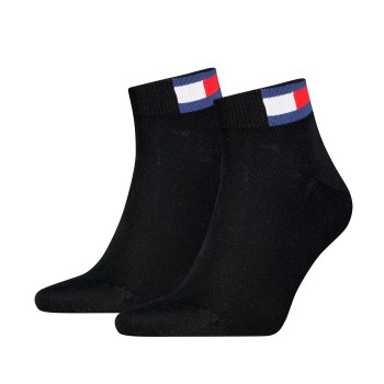 Tommy Hilfiger Legwear Tommy Men Uni Flag Quarter Sock Strømper 2P Sort Str 35/38