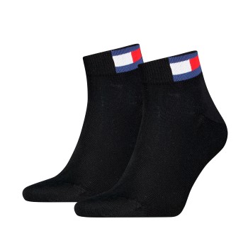 Tommy Hilfiger Legwear Tommy Men Uni Flag Quarter Sock Strømper 2P Sort Str 35/38 Herre