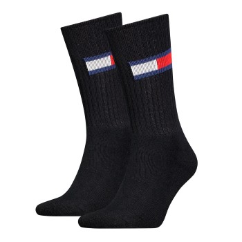 Tommy Hilfiger Legwear Tommy Men Uni TJ Flag Socks Strømper 2P Sort Str 35/38