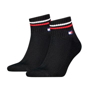 Tommy Hilfiger Legwear Tommy Men Uni TJ Iconic Quarter Socks Strømper 2P Sort Str 35/38