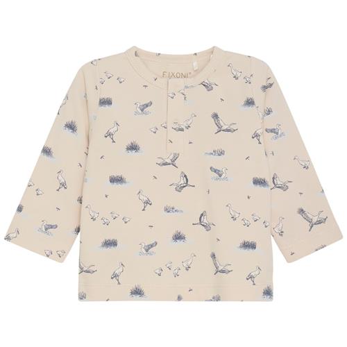 Fixoni GOTS Mønstret Langærmet T-shirt Tapioca | Beige | 68 cm