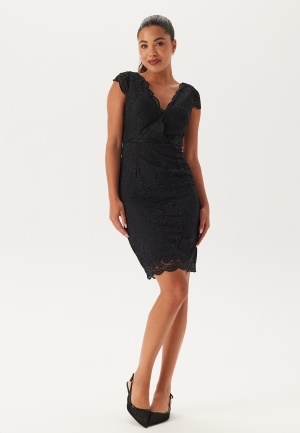 Se Bubbleroom Occasion V-neck short lace Dress Black 34 ved Bubbleroom