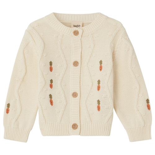 Se Buddy & Hope Alex Cardigan Med Guleroder Beige | Beige | 62/68 cm ved Babyshop