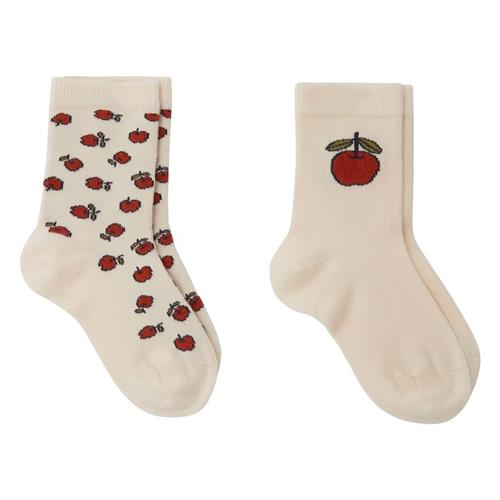 Buddy & Hope GOTS Albert Mønstrete Strømper Med Æbler Cremefarvet 20-23 EU  Hvid  20-23 EU  Unisex