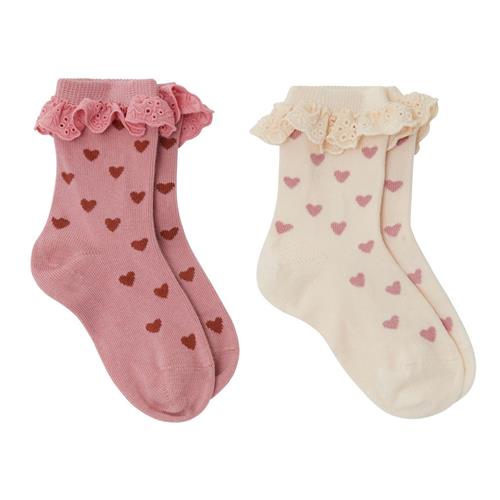 Se Buddy & Hope GOTS Adina 2-pak Hjertemønstrete Strømper Lyserød | Lyserød | 20-23 EU ved Babyshop