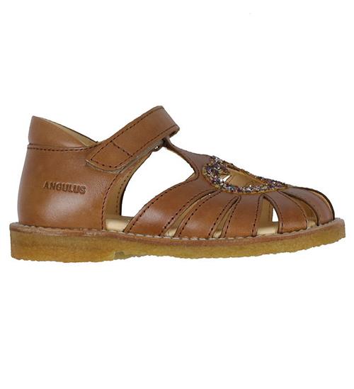 Se Angulus Angulus Sandaler - Hjertesandal - Tan/Multi Glitter ved KidsWorld