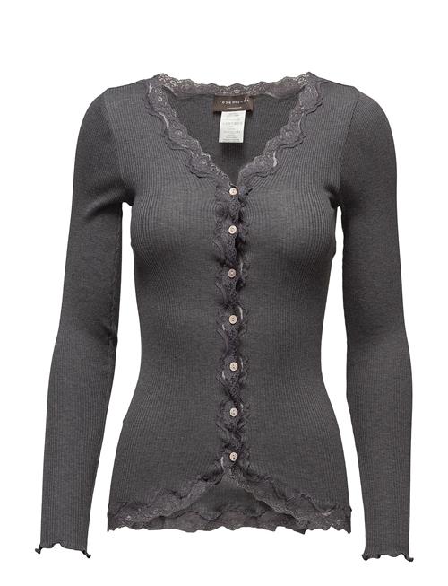 Rwbabette Silk Ls V-Neck Lace Cardi Rosemunde Grey