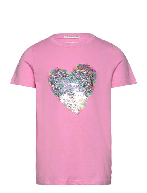 Se Tom Tailor Detailed Artwork T-Shirt Tom Tailor Pink ved Booztlet