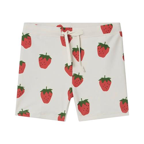 Kuling Vaxholm Mønstrete Badebukser Med Jordbær Cremefarvet 98/104 cm  Hvid  98/104 cm  Unisex
